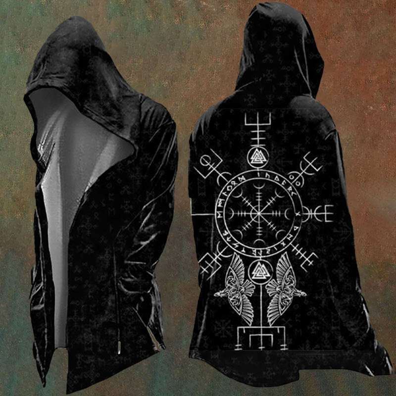 WorldNorse Valknut Vegvisir Raven Hooded Jacket