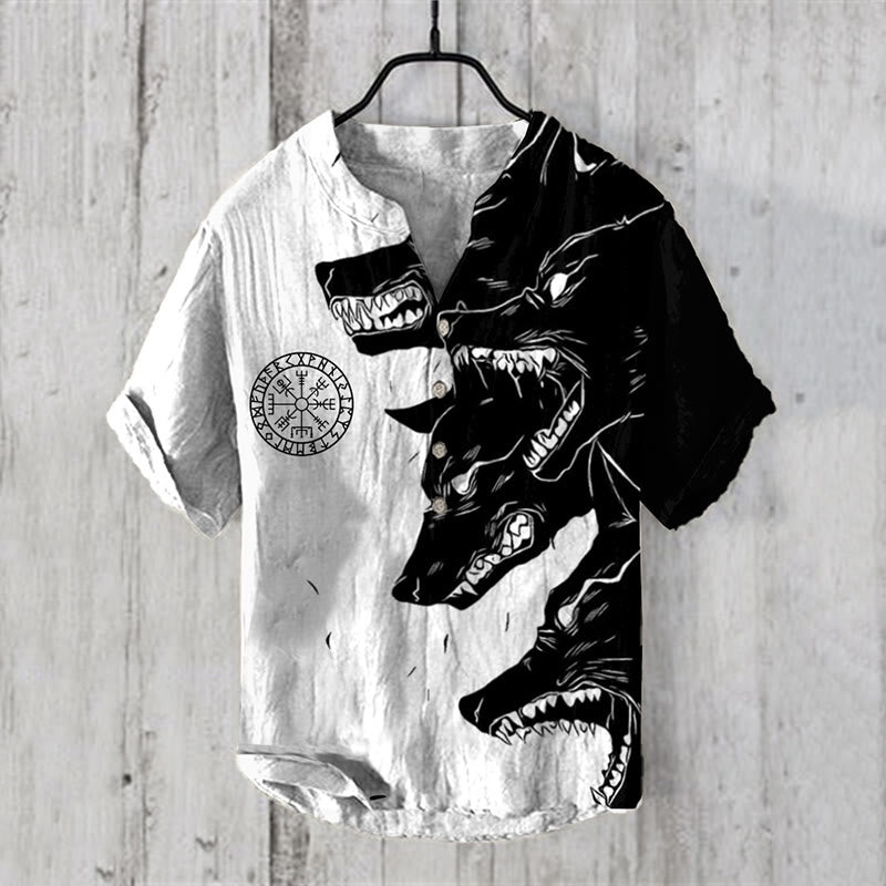 WorldNorse Viking Wolves Vegvisir Rune Casual Shirt - US/UK/AU50,EU60 (5XL) - image 1