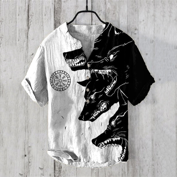 WorldNorse Viking Wolves Vegvisir Rune Casual Shirt - US/UK/AU50,EU60 (5XL) - image 1