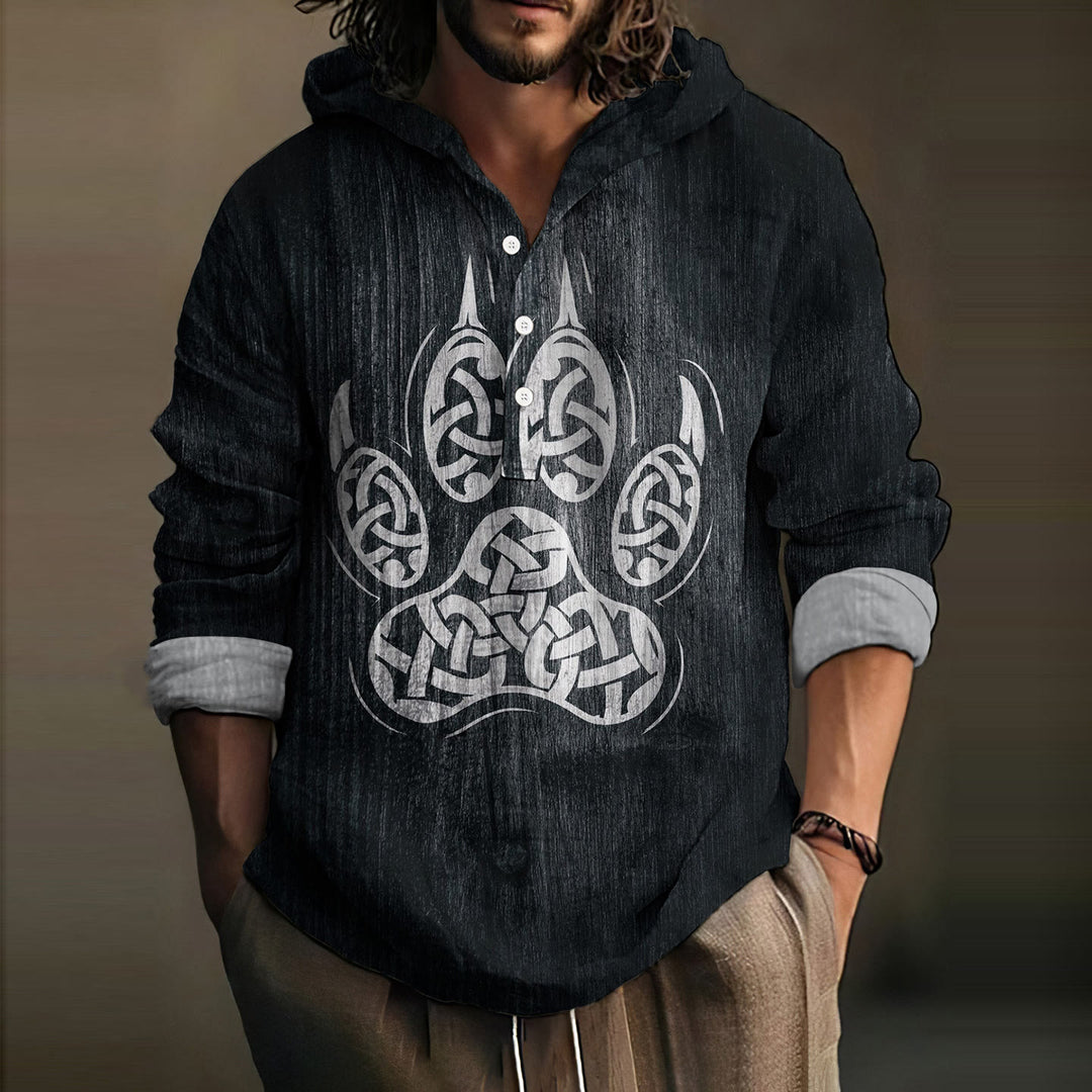 WorldNorse Viking Bear Claw Celtic Hooded Shirt