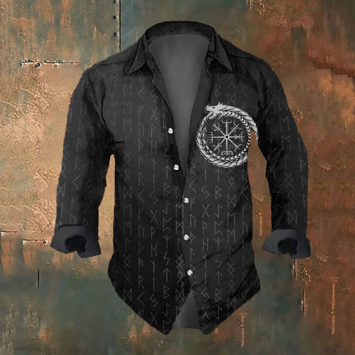 WorldNorse Viking Vegvisir Jormungandr Rune Long Sleeve Shirt