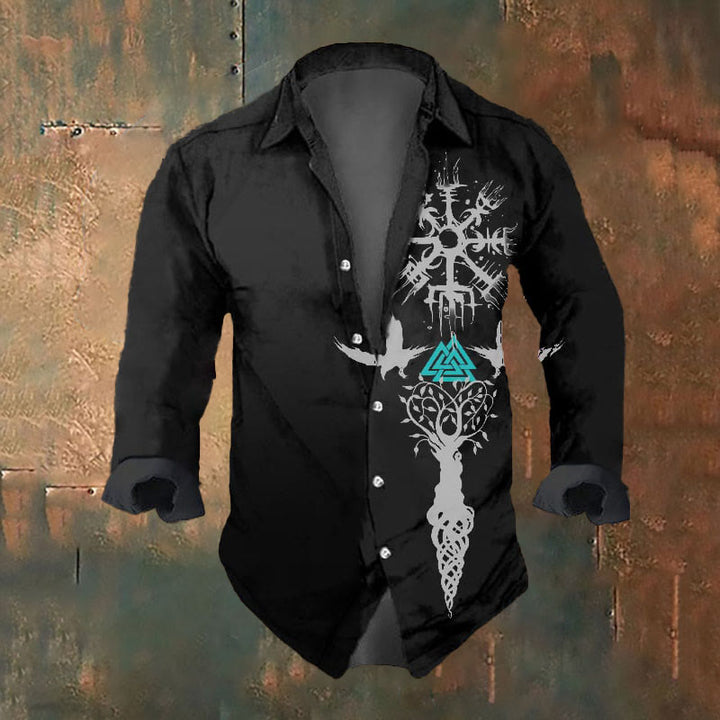 WorldNorse Viking Yggdrasil Vegvisir Raven Valknut Long Sleeve Shirt