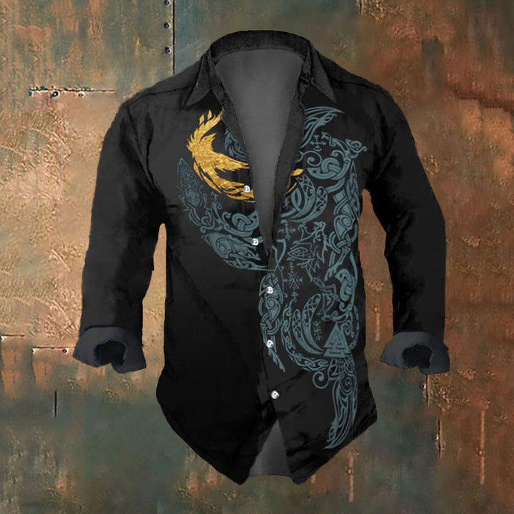 WorldNorse Viking Valknut Raven Celtic Knot Long Sleeve Shirt