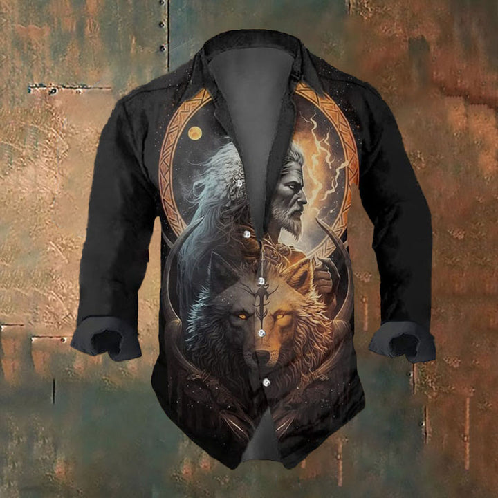 WorldNorse Viking Wolves Celtic Knot Long Sleeve Shirt