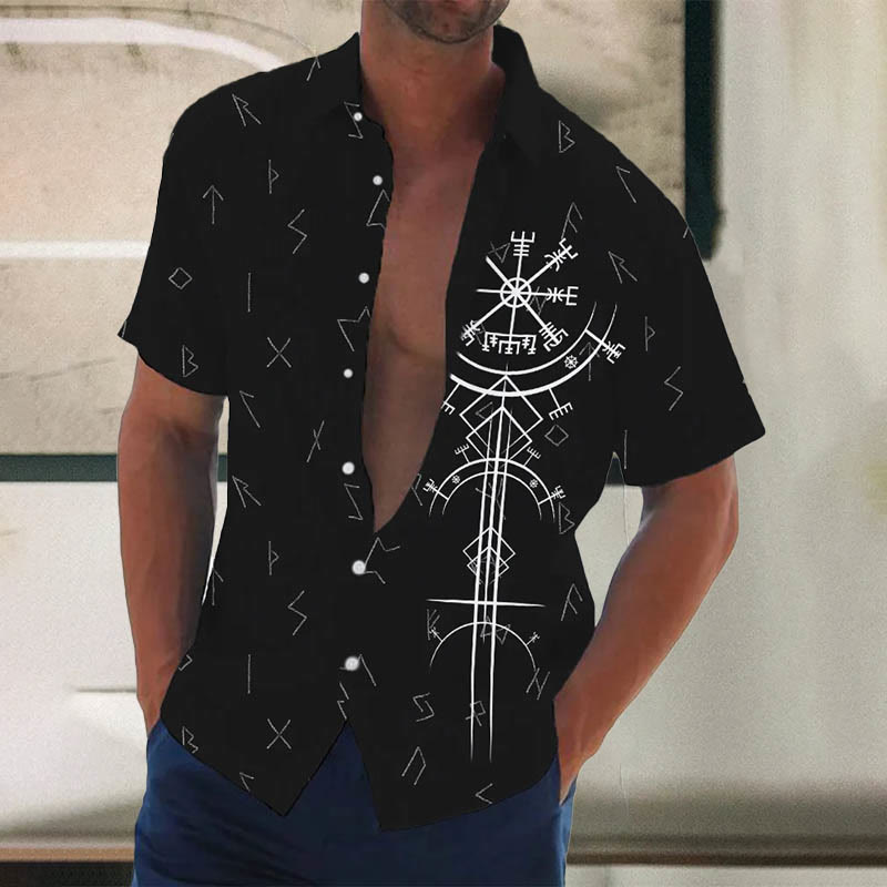 WorldNorse Vegvisir & Runes Short Sleeve Shirt