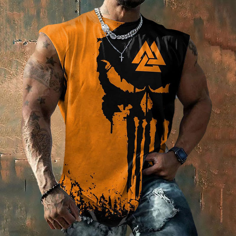 WorldNorse Viking Valknut Skull Print Vest