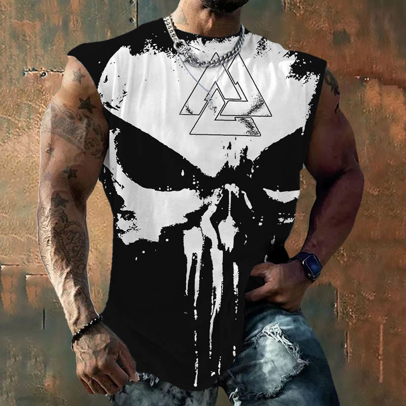 WorldNorse Viking Valknut Skull Print Vest
