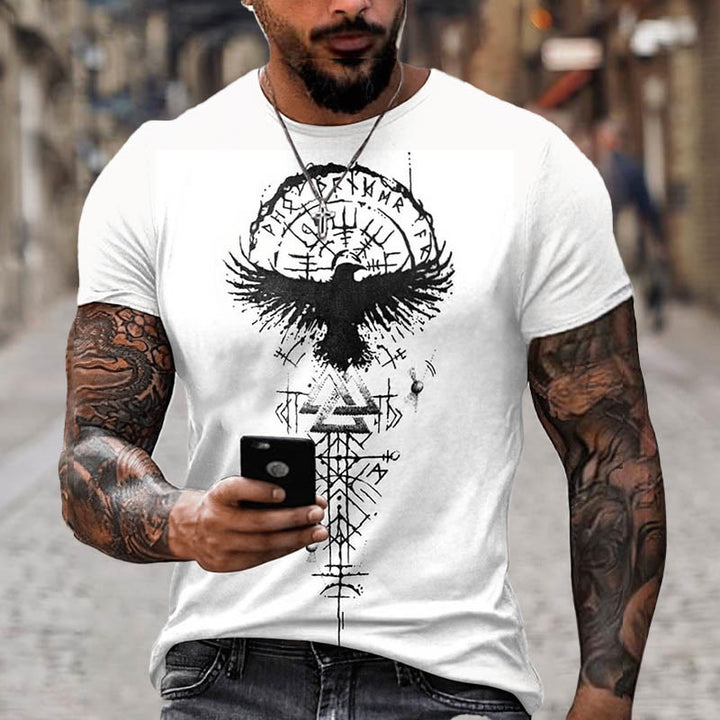 WorldNorse Vegvisir Rune Raven Valknut Short T-Shirt