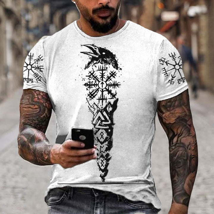 WorldNorse Vegvisir Rune Raven Valknut Short T-Shirt