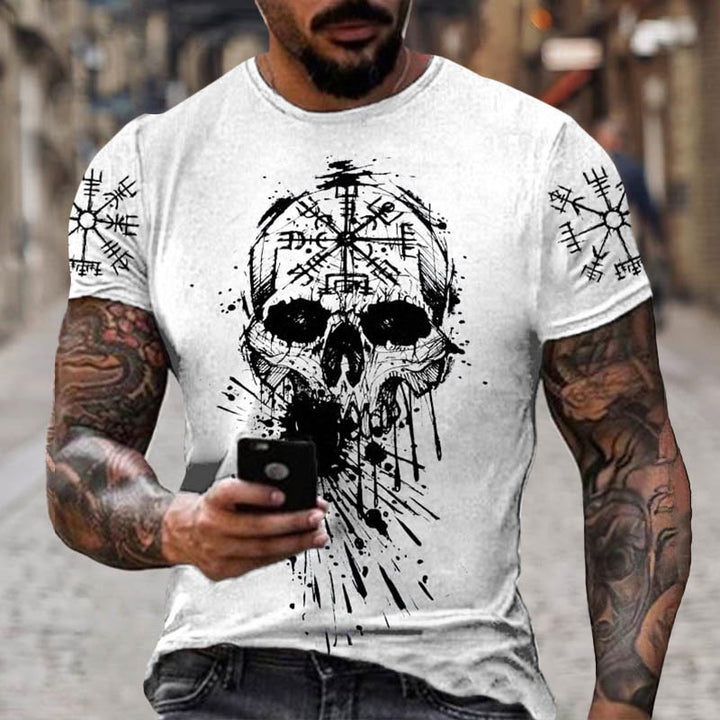 WorldNorse Viking Vegvisir Skull Short T-Shirt