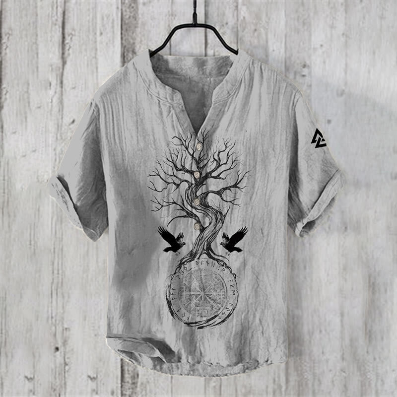 WorldNorse Yggdrasil Valknut Vegvisir Raven Casual Shirt - US/UK/AU50,EU60 (5XL) - image 1