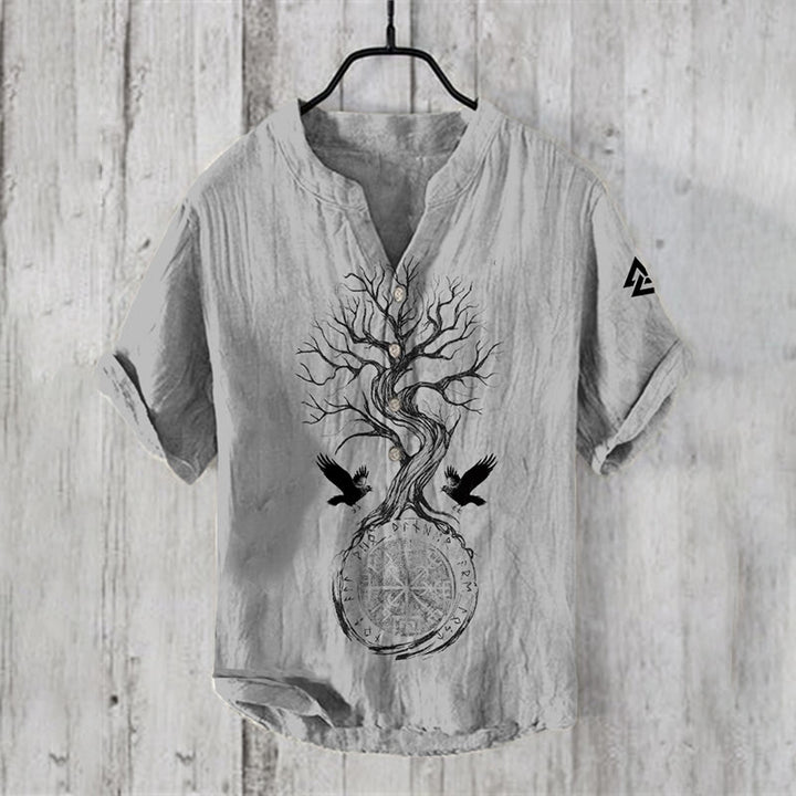 WorldNorse Yggdrasil Valknut Vegvisir Raven Casual Shirt - US/UK/AU50,EU60 (5XL) - image 1