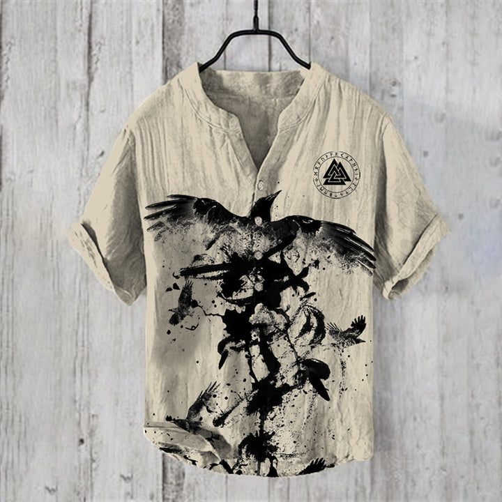WorldNorse Aerie of Odin Raven Valknut Casual Shirt - US/UK/AU50,EU60 (5XL) - image 1