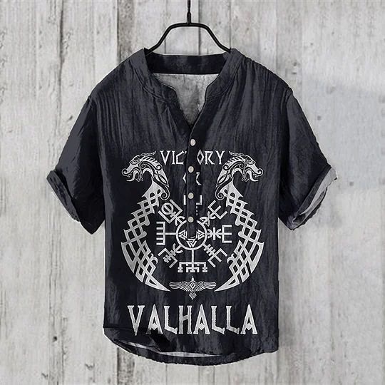 WorldNorse Victory Valhalla Norse Dragon Casual Shirt - Dark Blue - US/UK/AU50,EU60 (5XL) - image 2