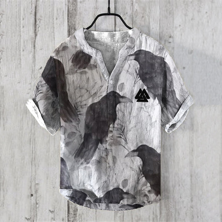 WorldNorse Mystical Raven Murmurations Valknut Casual Shirt - US/UK/AU50,EU60 (5XL) - image 1