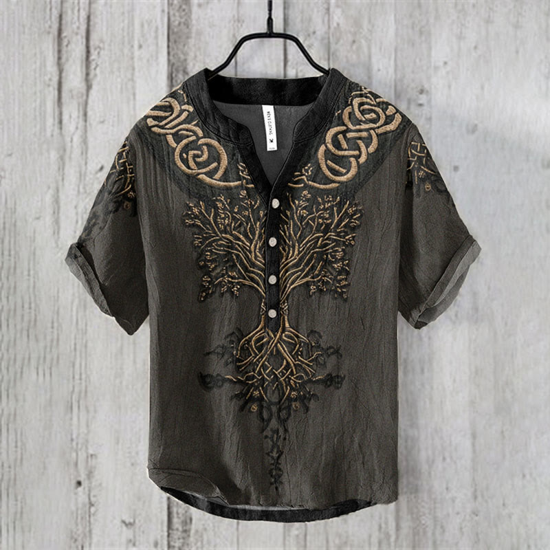 WorldNorse Viking Yggdrasil Slate Black Casual Shirt - US/UK/AU50,EU60 (5XL) - image 1