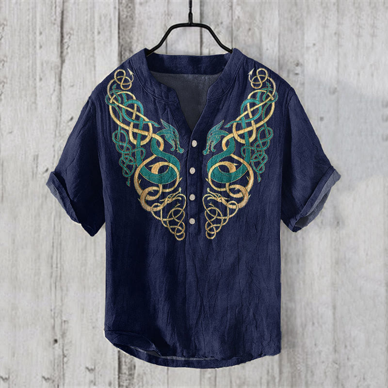 WorldNorse Norse Dragon Coiling Casual Shirt - US/UK/AU50,EU60 (5XL) - image 1