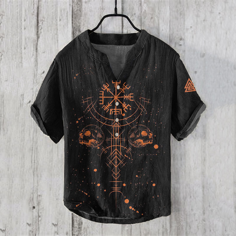 WorldNorse Vegvisir Valknut Skull Head Casual Shirt - US/UK/AU50,EU60 (5XL) - image 1