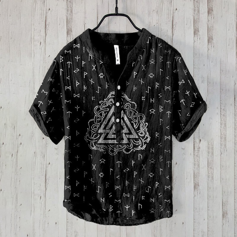 WorldNorse Norse Dragon Coiling Valknut Rune Casual Shirt - Black - US/UK/AU50,EU60 (5XL) - image 2