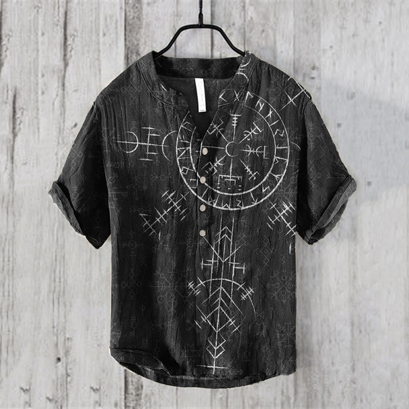 WorldNorse Vegvisir Radiating Rune Pattern Printed Casual Shirt - US/UK/AU50,EU60 (5XL) - image 1