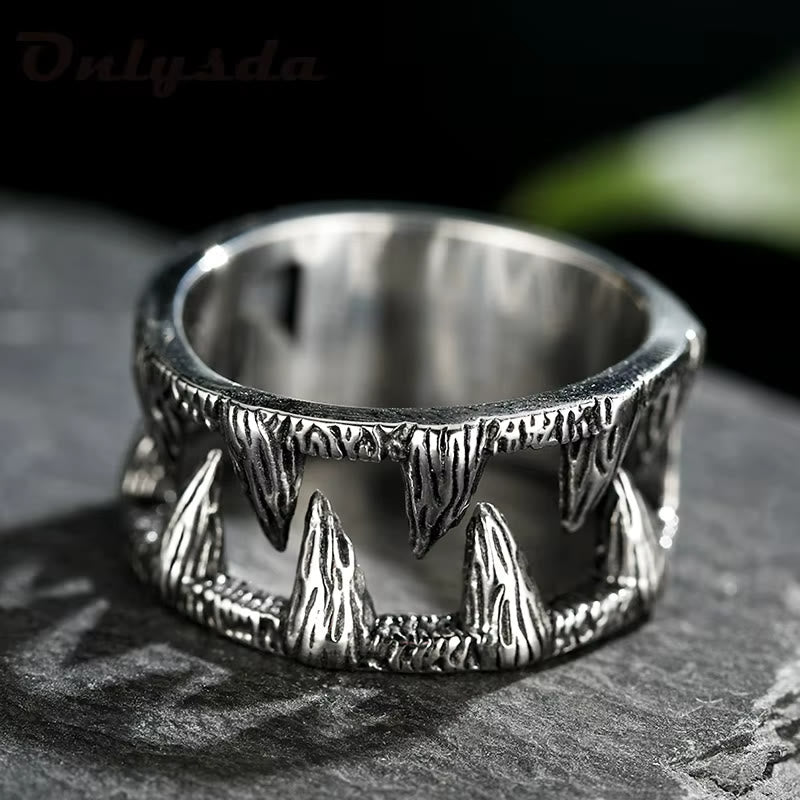 WorldNorse Monster Teeth Titanium Steel Punk Ring