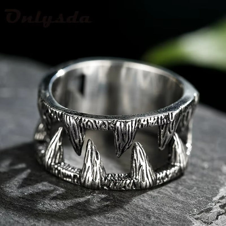 WorldNorse Monster Teeth Titanium Steel Punk Ring