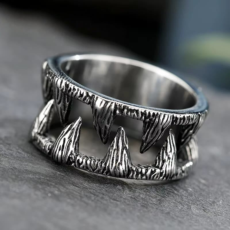 WorldNorse Monster Teeth Titanium Steel Punk Ring