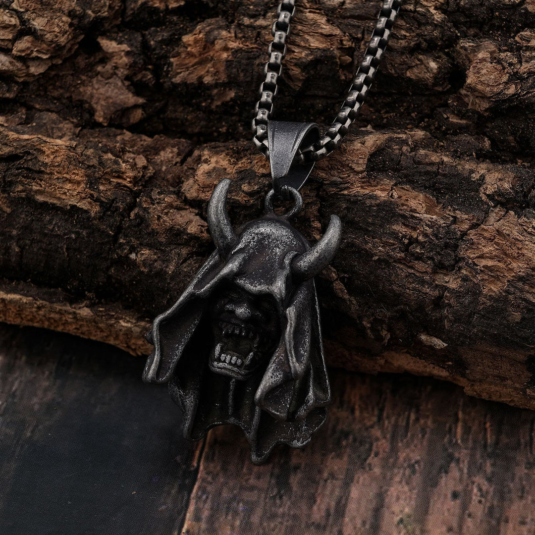 WorldNorse Gothic Demon Skull Head Necklace