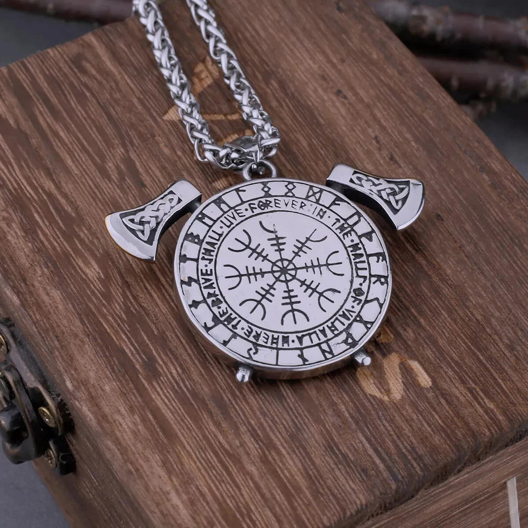 WorldNorse Helm of Awe Viking Battle Axe Necklace