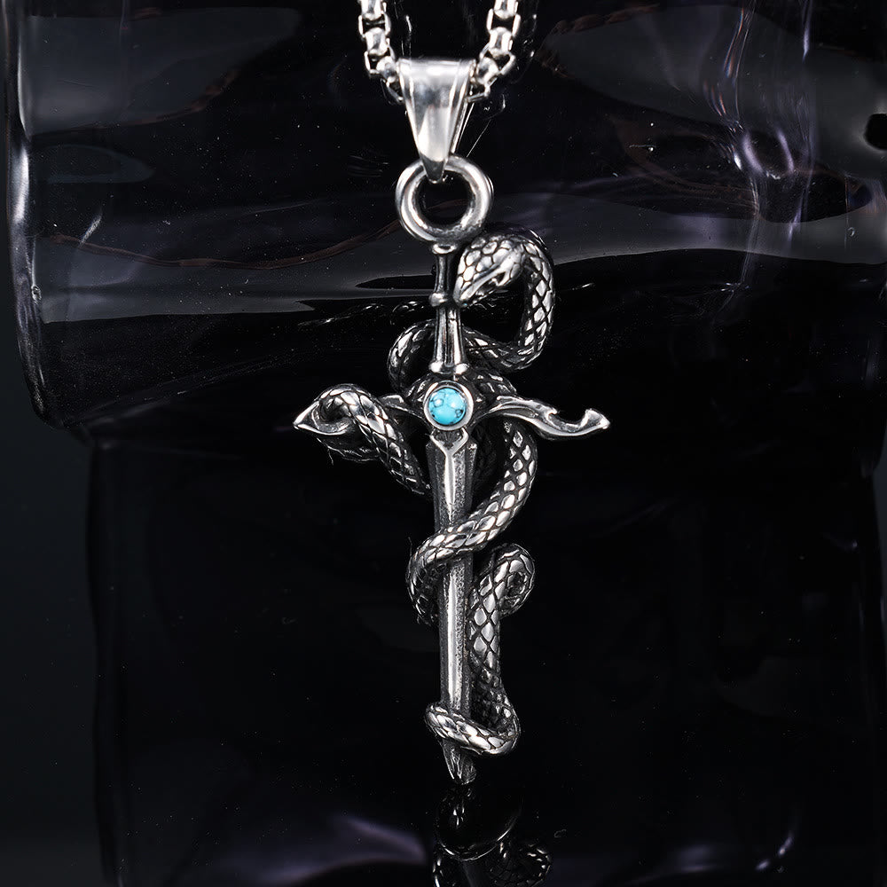 WorldNorse Snake Turquoise Sword Necklace
