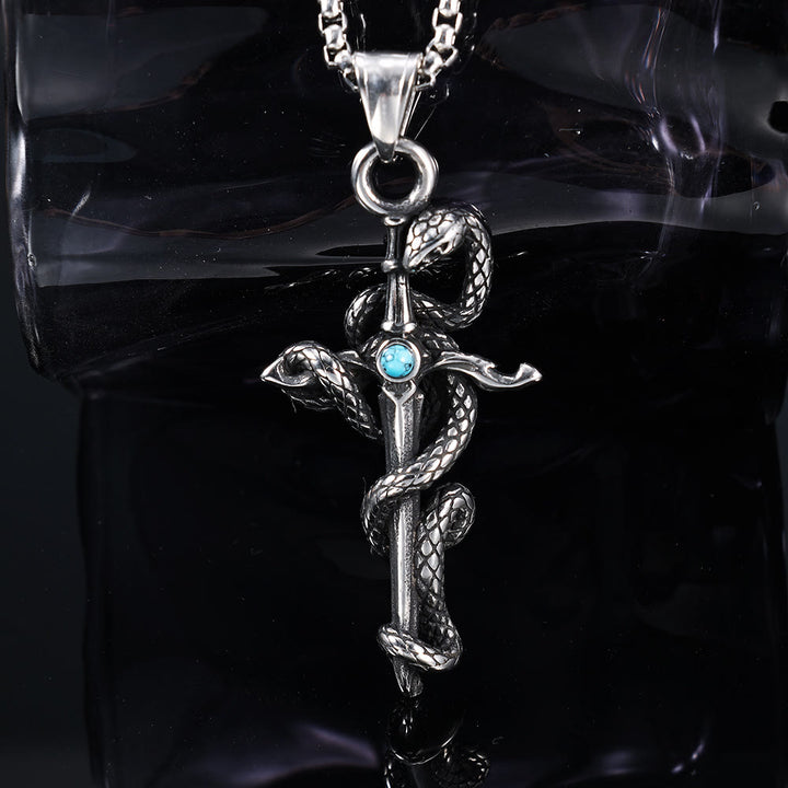WorldNorse Snake Turquoise Sword Necklace