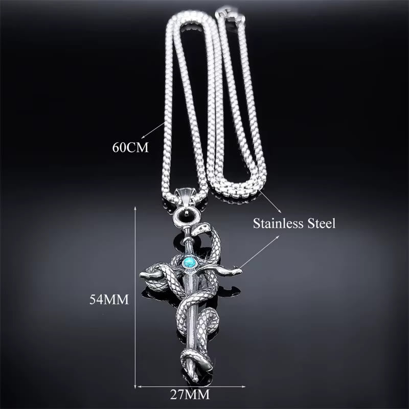 WorldNorse Snake Turquoise Sword Necklace