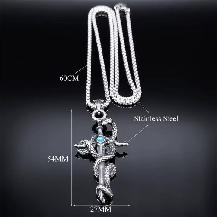 WorldNorse Snake Turquoise Sword Necklace