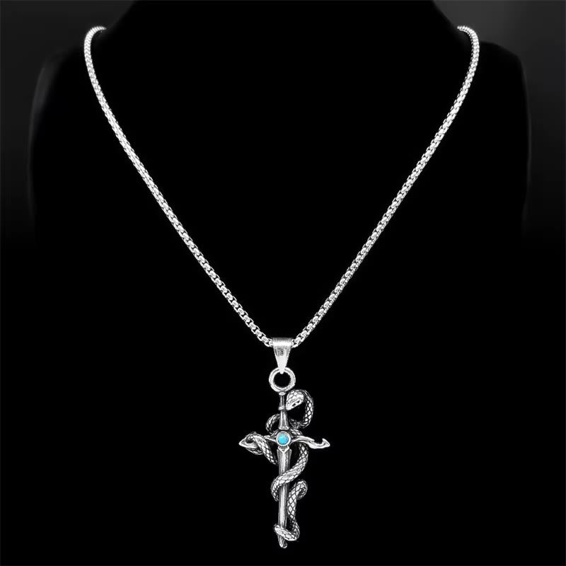 WorldNorse Snake Turquoise Sword Necklace