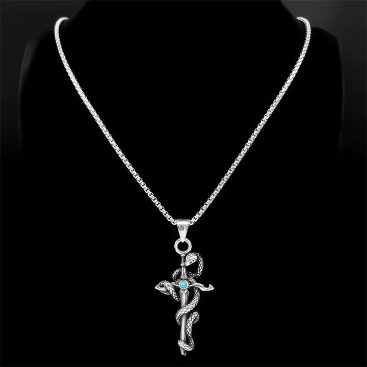 WorldNorse Snake Turquoise Sword Necklace