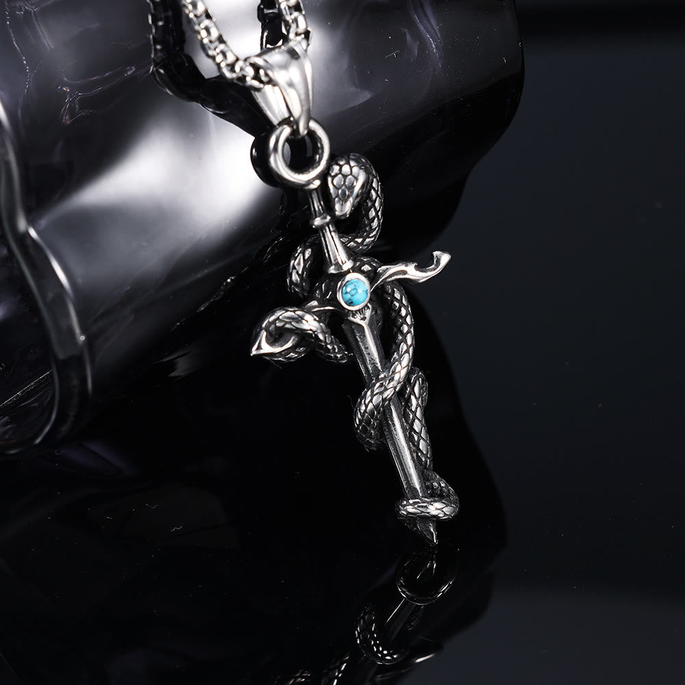 WorldNorse Snake Turquoise Sword Necklace