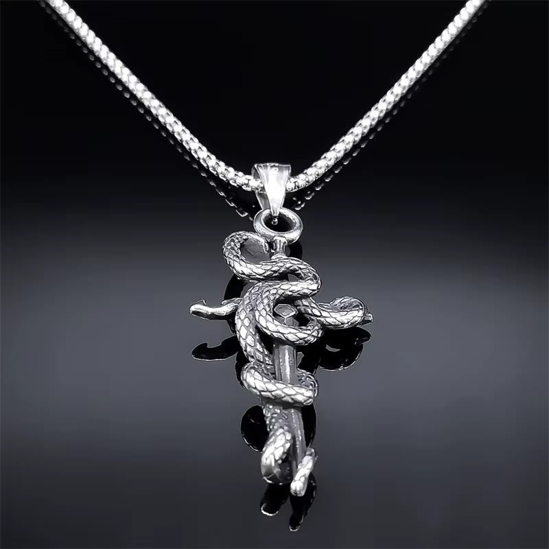 WorldNorse Snake Turquoise Sword Necklace