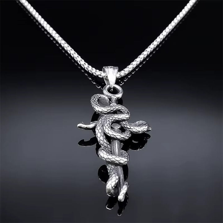 WorldNorse Snake Turquoise Sword Necklace