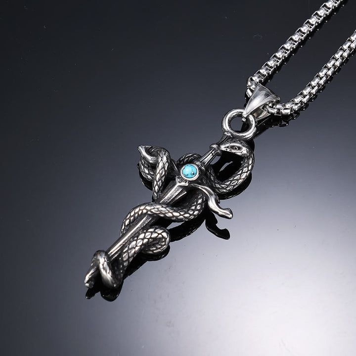 WorldNorse Snake Turquoise Sword Necklace