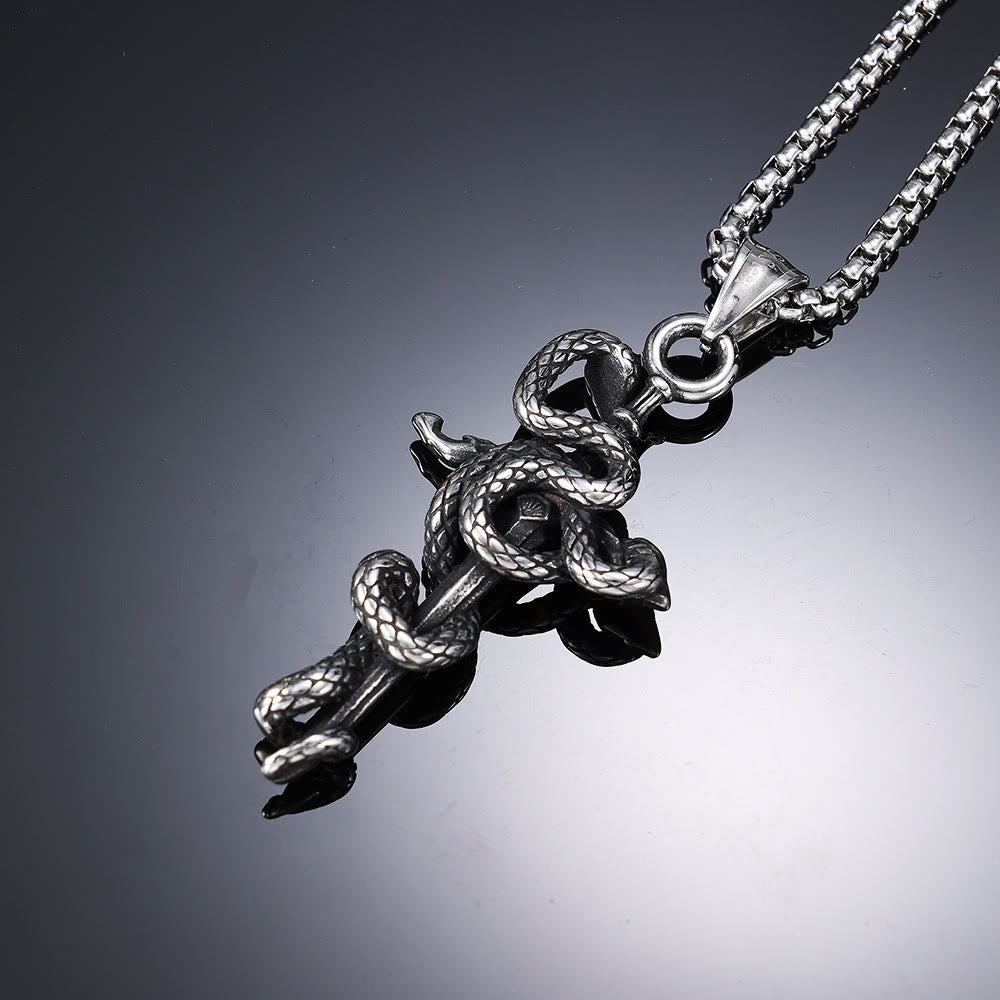 WorldNorse Snake Turquoise Sword Necklace
