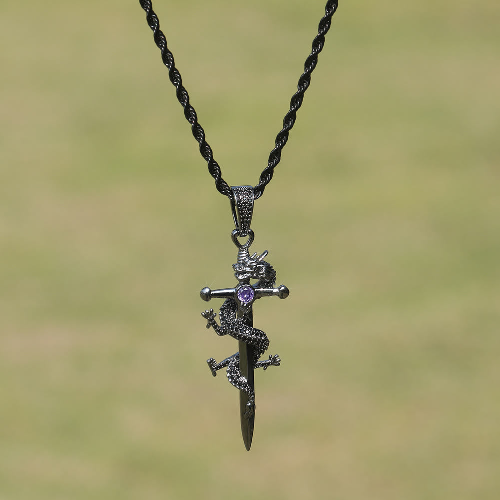WorldNorse Odin's Sword Dragon Zircon Necklace