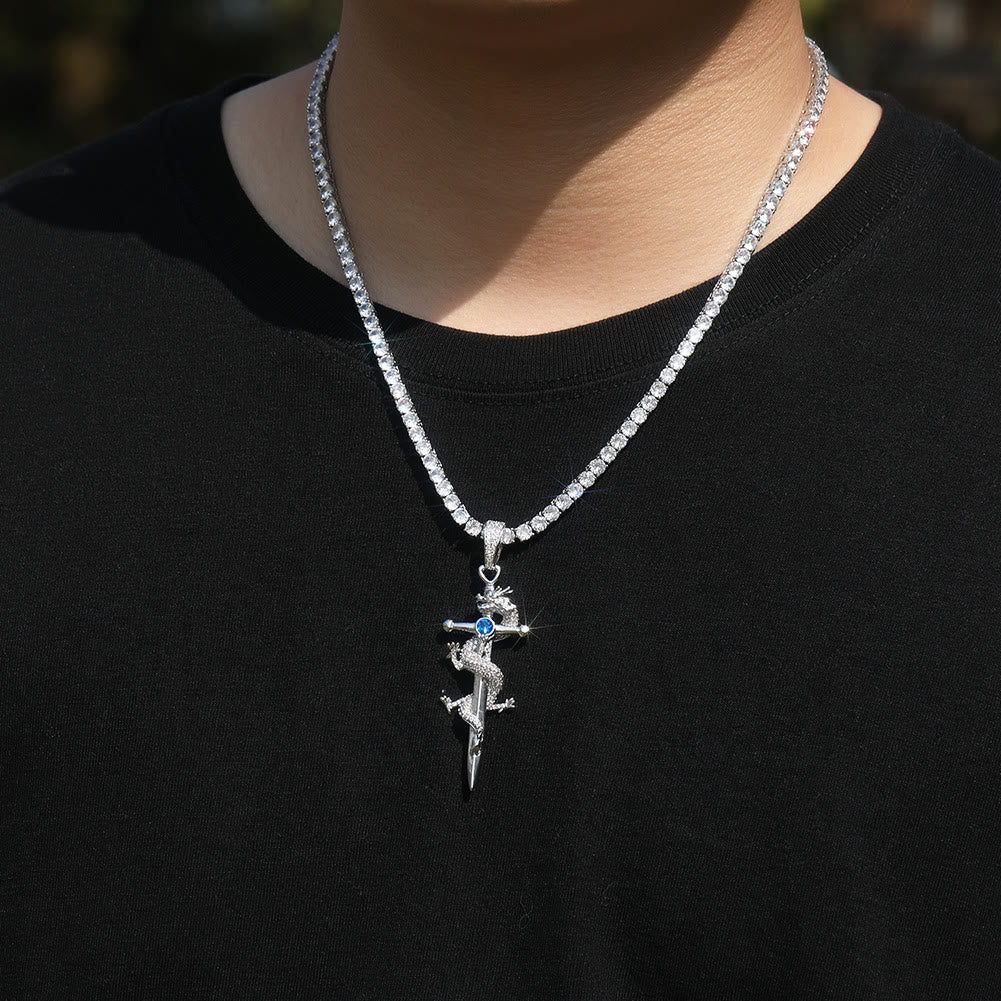 WorldNorse Odin's Sword Dragon Zircon Necklace