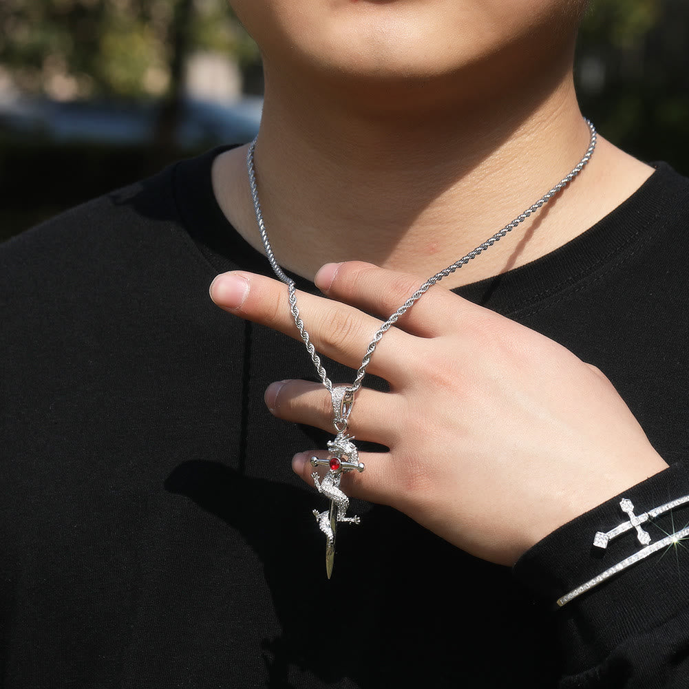 WorldNorse Odin's Sword Dragon Zircon Necklace