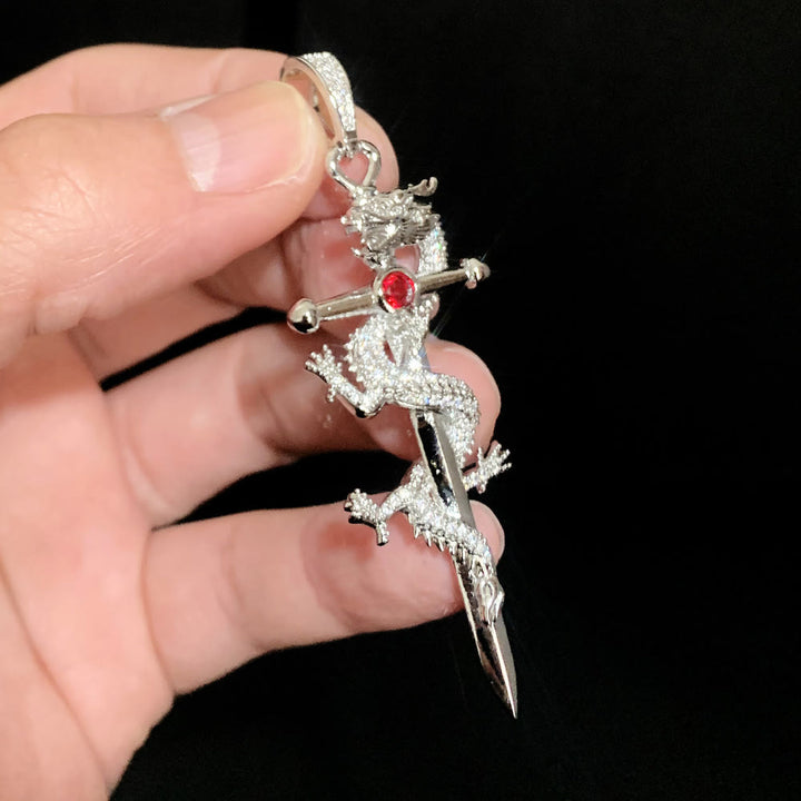WorldNorse Odin's Sword Dragon Zircon Necklace