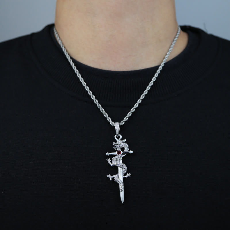 WorldNorse Odin's Sword Dragon Zircon Necklace
