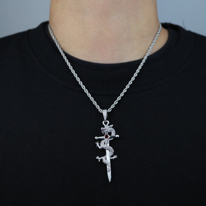 WorldNorse Odin's Sword Dragon Zircon Necklace