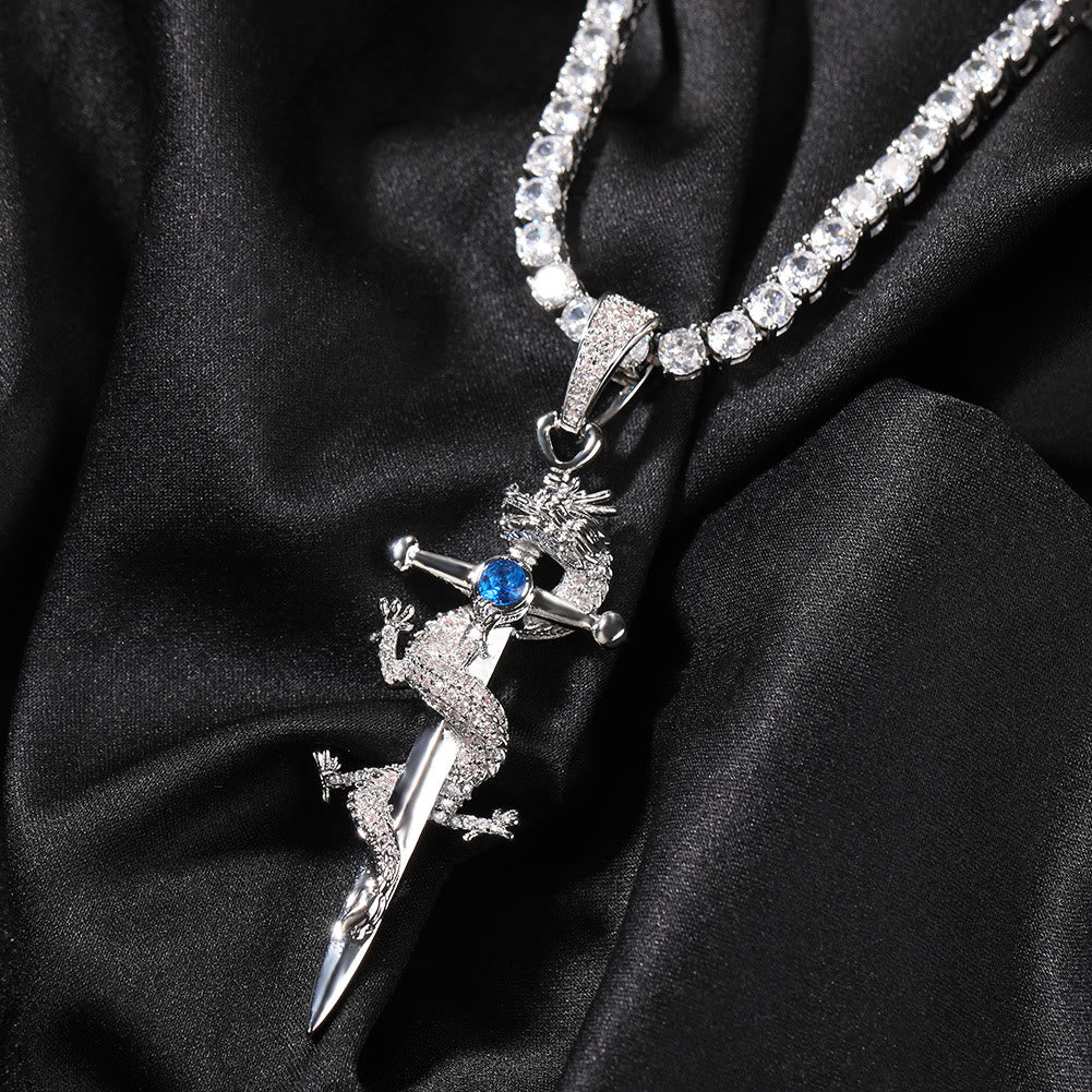 WorldNorse Odin's Sword Dragon Zircon Necklace