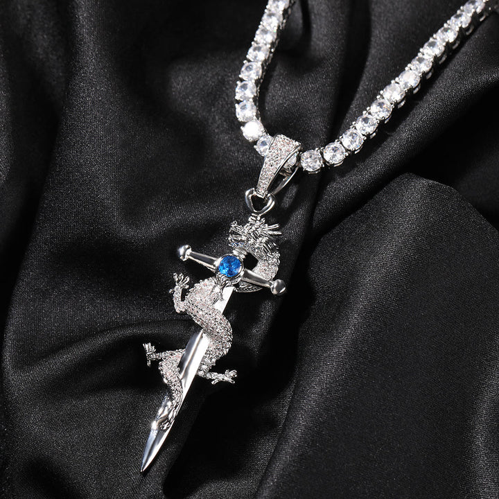WorldNorse Odin's Sword Dragon Zircon Necklace