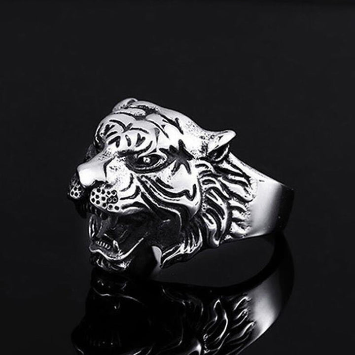 WorldNorse Retro Tiger Head Adjustable Ring