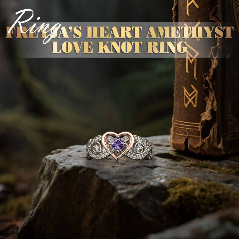 WorldNorse Freyja’s Heart Amethyst Love Knot Ring